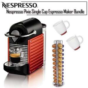  Nespresso C60 Pixie Single Cup Espresso Maker Red Bundle 