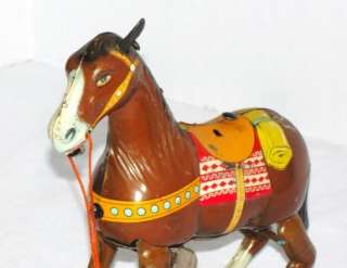 Vintage Haji Bucking Horse Key Wind Mechanical Toy  