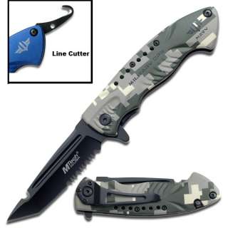 MTech Folding Knife Digital Camo Handle Military Ops Navy Rope Cutter 