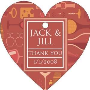 Baby Keepsake: Red Wine Bar Theme Heart Shaped Personalized Thank You 