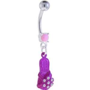  Pink Jelly Summer Sandal Dangle Belly Ring Jewelry
