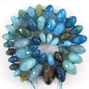   12 20mm faceted blue agate rondelle gemstone beads 17