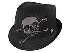 SWANKY SKULL & Crossbones Pinstripe Fedora Texedo Low R