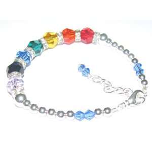   Swarovski Chakra Crystal Beaded Bracelet w/Crystal Rondelles: Jewelry