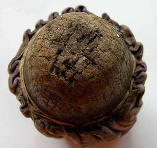 Antique Unique Darning Egg, Early 860s, Wood And China Dolls Head 