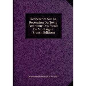   De Montaigne (French Edition) Dezeimeris Reinhold 1835 1913 Books