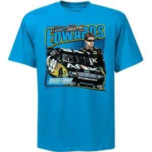  #99 Carl Edwards Blue Front Straightaway T shirt Sports 