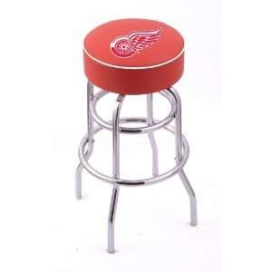  Detroit Red Wings Double Rung Chrome Swivel Bar Stool 