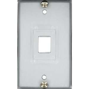  Leviton 4108W 1SP QuickPort Telephone Wall Jack, Stainless 