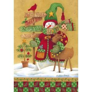  Country Snowman Large Flag: Patio, Lawn & Garden