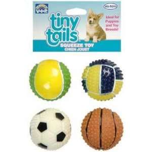  Vinyl Tiny Tails Dog Toy Mini Spiked Sport Balls 4pk: Pet 