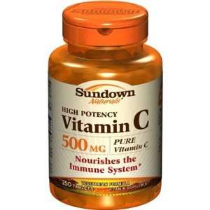  Sundown Naturals  Vitamin C, 500mg, Ascorbic Acid, 250 