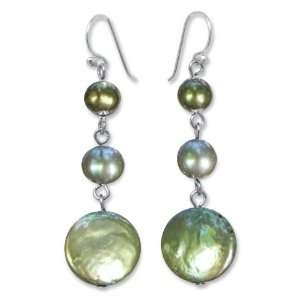  Pearl earrings, Sumptuous Green Trio 0.5 W 0.2 L 