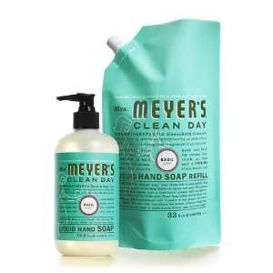   Mrs. Meyers Clean Day Basil Hand Soap and Refill Set 