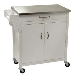Winsome Basics White Kitchen Cart w/ Stainless Top 