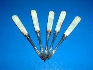 Vintage Mother of Pearl & Silver Victorian Nut Picks  