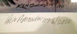 KEN BUCKLEW DUCKS ULTD SIGNED PRINT & STAMP 1991  