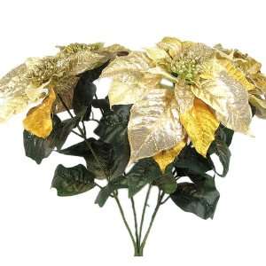 20 Christmas Velvet Poinsettia Bush Gold Embossed 78:  