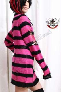 Punk Ladder Sweater Knit Pullover/Dress HOT PINK Stripe  