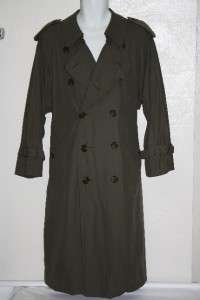 BURBERRY OLIVE DRAB COTTON BLEND DB TRENCH OVER TOP COAT JACKET 44 S 