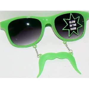  Green Fu Manchu Glow in the Dark Mustache Sunglasses 