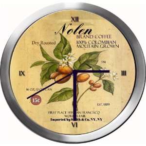  NOLEN 14 Inch Coffee Metal Clock Quartz Movement: Kitchen 