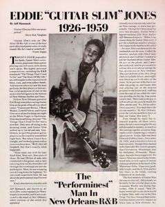 1984 ARTICLE Eddie Guitar Slim Jones Feature Story  