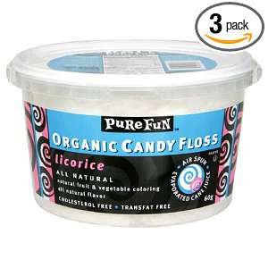 Pure Fun Organic Candy Floss, Licorice, 1.5 Liter Tubs (Pack of 3 