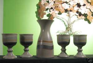 Otagiri Ceramic Wine Carafe Stem Glasses Goblets  