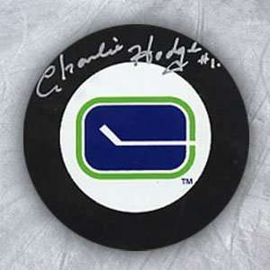  CHARLIE HODGE Vancouver Canucks SIGNED Hockey Puck Sports 