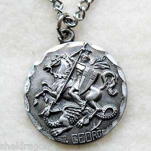 SAINT GEORGE Sterling Silver Religious Medal Patron Saint of Soldiers 