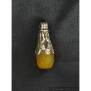  LARGE STERLING CAPPED AMBER GLASS PENDANT!~: Everything 