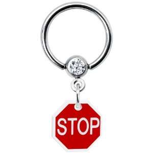  Stop Sign Dangle Captive Ring: Jewelry