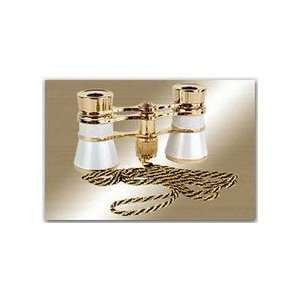 Carmen Opera Glasses with Chain (White Body with Golden Rings)