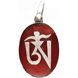  Tibetan Om (AUM) Inlay Pendant   Sterling Silver 