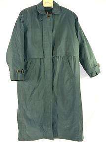   Green Trench Womans Coat With Zip Out Wool Lining Sz MM Petite  