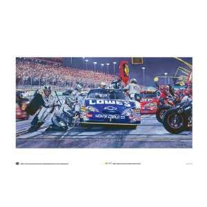  NASCAR Print: Lowes Car Pit Stop Art: Sports & Outdoors
