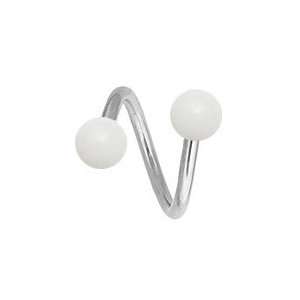 Cartilage Earring White Glow in the Dark Ball Stainless Steel Spiral 