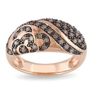  Pink silver 1/2 CT TDW Brown Diamond fashion ring: Jewelry