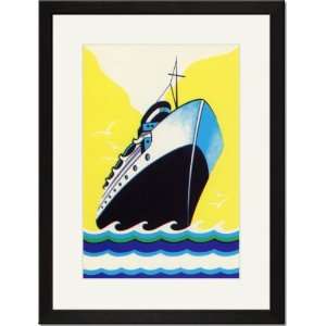   Matted Print 17x23, Steamship Cruise liner Boom Label
