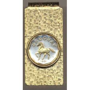   Gold on Silver Uruguay Horse, Coin   Money clips