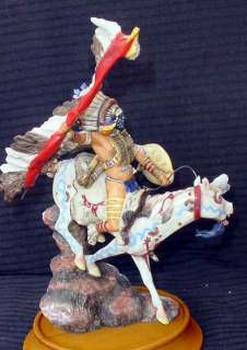 FRANKLIN MINT SIOUX INDIAN PORCELAIN FIGURINE ON HORSE  