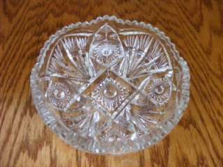 Antique American Brilliant Cut Glass Candy Dish Bowl  