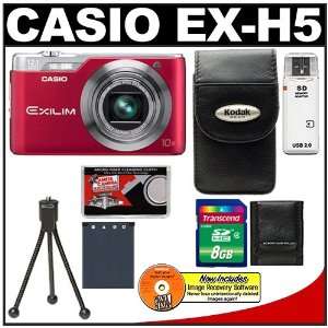  Casio Exilim EX H5 Digital Camera (Red) with 8GB Card 