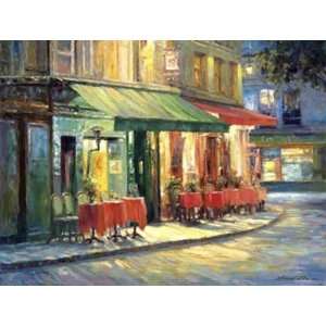  Haixia Liu: 36W by 27H : Red and Green Cafe CANVAS Edge 