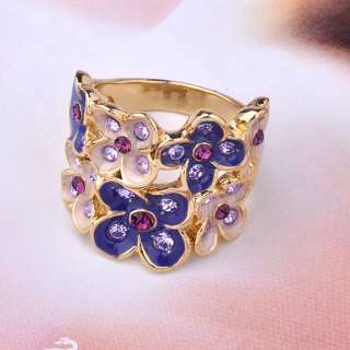 Fashion Ring,Pave Swarovski Crystal Flowers Size 6 8  