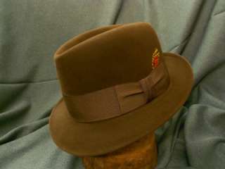 1961 Vintage Pilgrim Cavanaugh Edge Fedora Hat, Brown  
