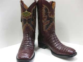 SQUARE TOE CHERRY CROCODILE ALLIGATOR BELLY COWBOY BOOTS WESTERN SHOES 
