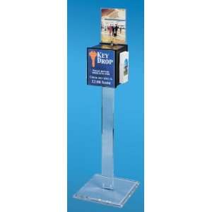 Acrylic Floor Standing Ballot Box with (2) 8.5 by 11 inch Sign Holders 
