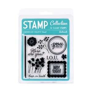  American Crafts Clear Acrylic Small Stamp Set Sentiments 